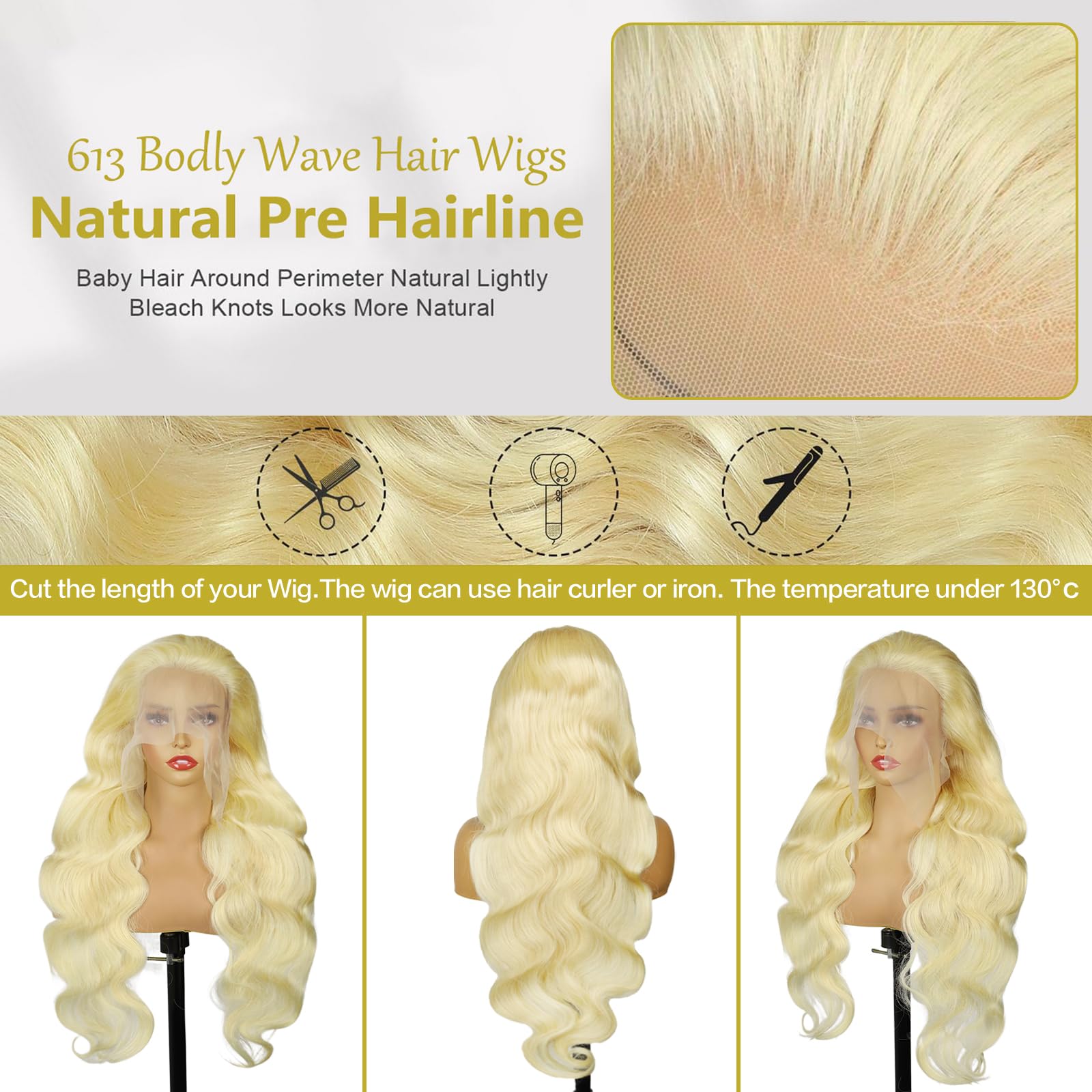 Koiaskral 613 blonde wig in bleached shade ready for styling.
