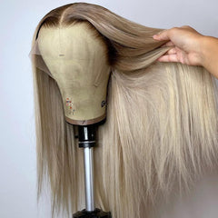 Koinu Ash Blonde Wig 13x4 front view with natural lace front for seamless parting