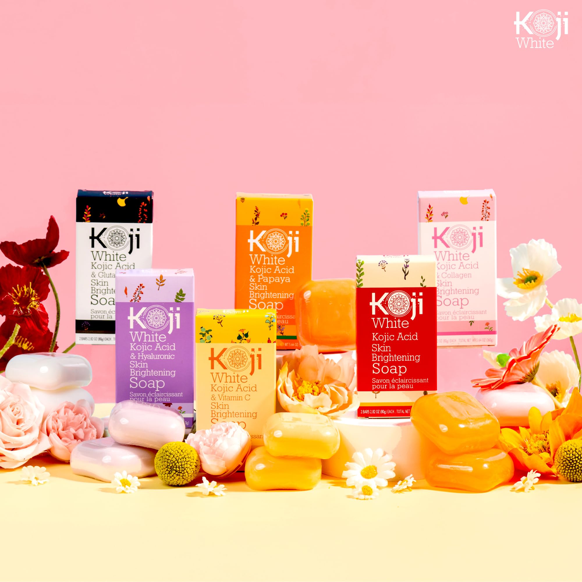 Koji White even-tone support with daily cleansing routine.