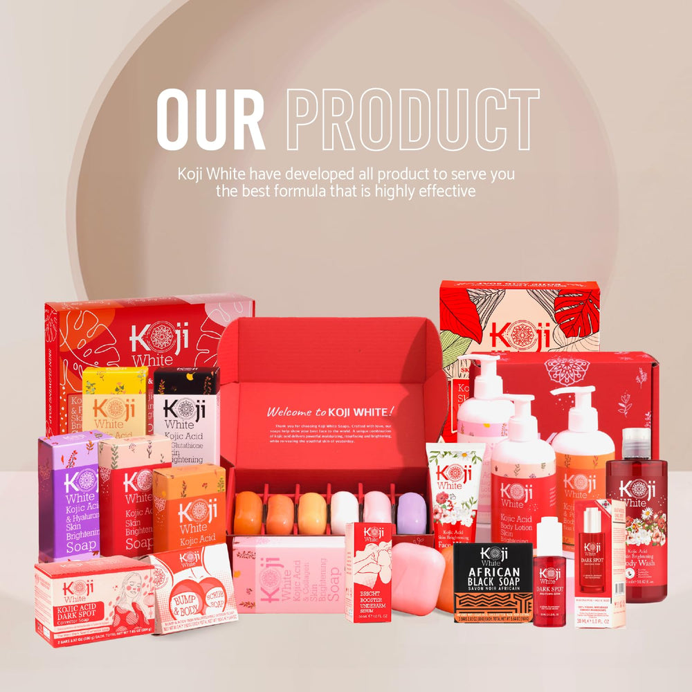 Koji White Soap on shelf promoting radiant, even skin