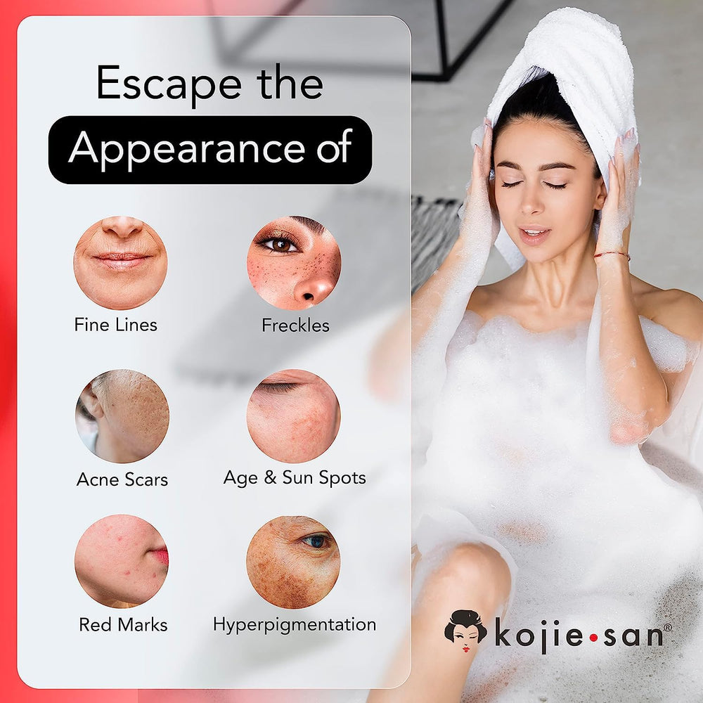 kojie-san soap ingredients label highlights coconut oil and tea tree