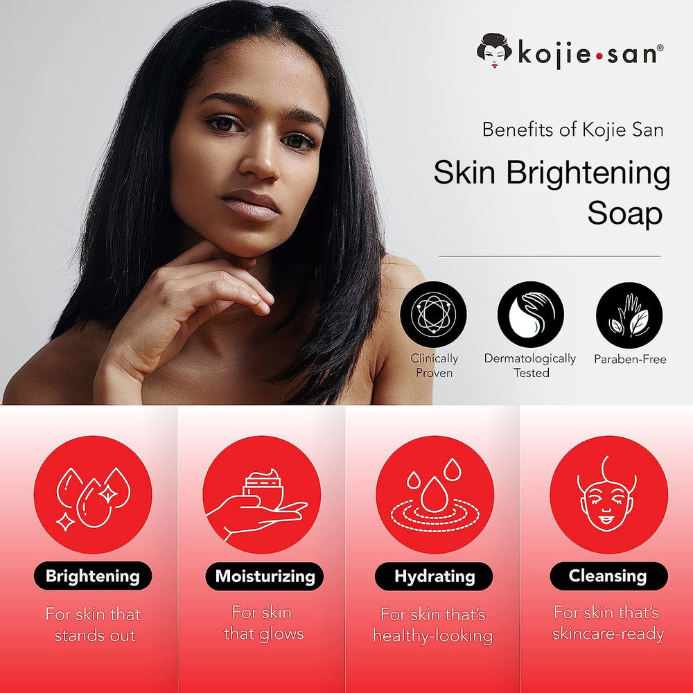 Kojie San original soap bar closeup reveals texture and kojic acid formula.