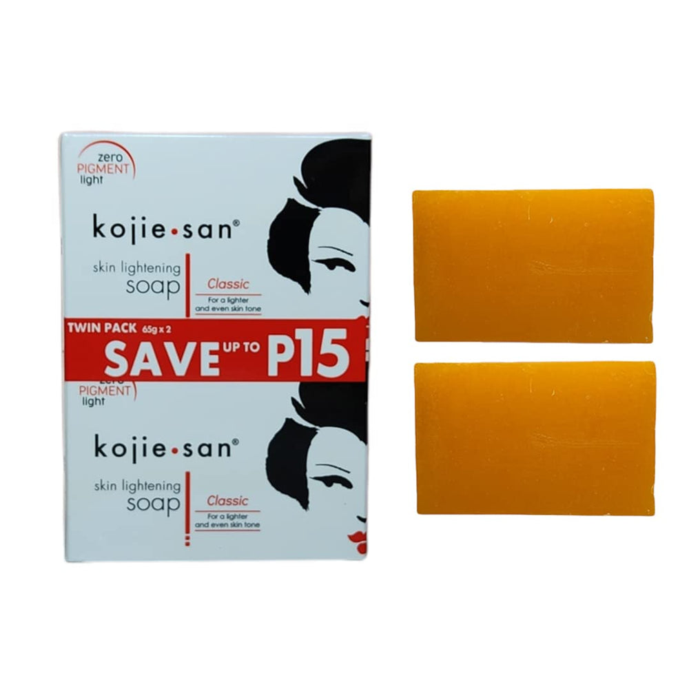 Kojie San packaging display four bars in pack.