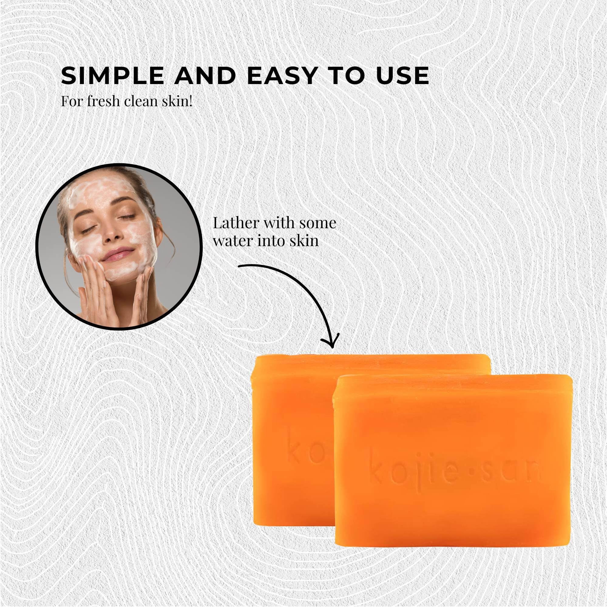 Kojie San soap foam bubbles show a refreshing cleansing moment.