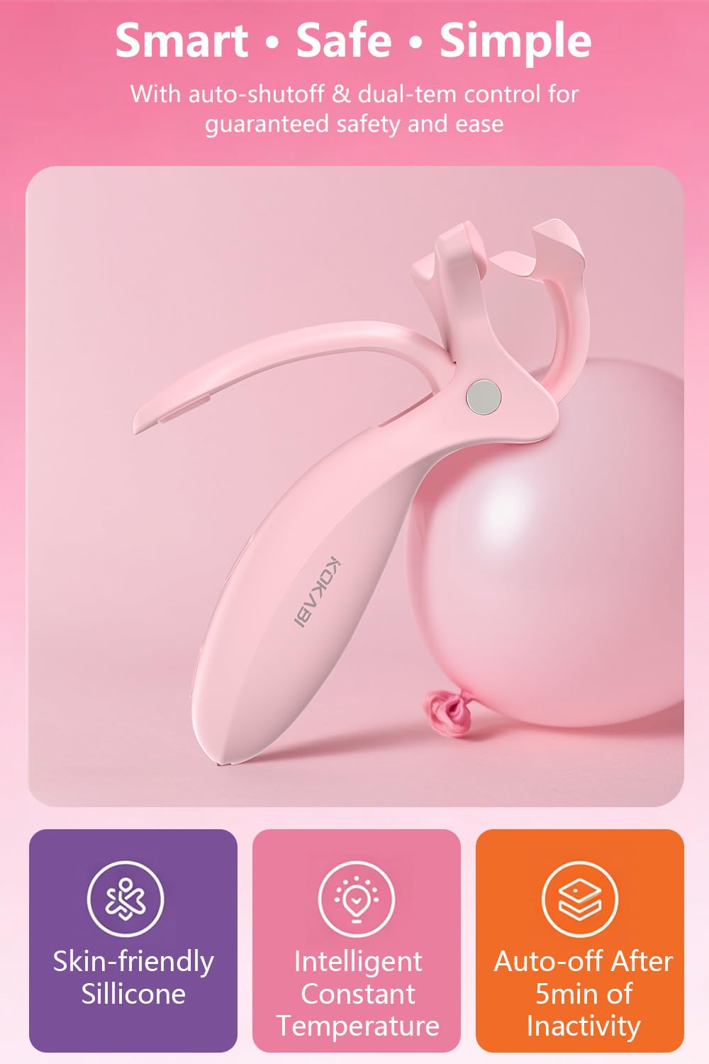 KOKABI silicone cushion prevents tugging during curling.