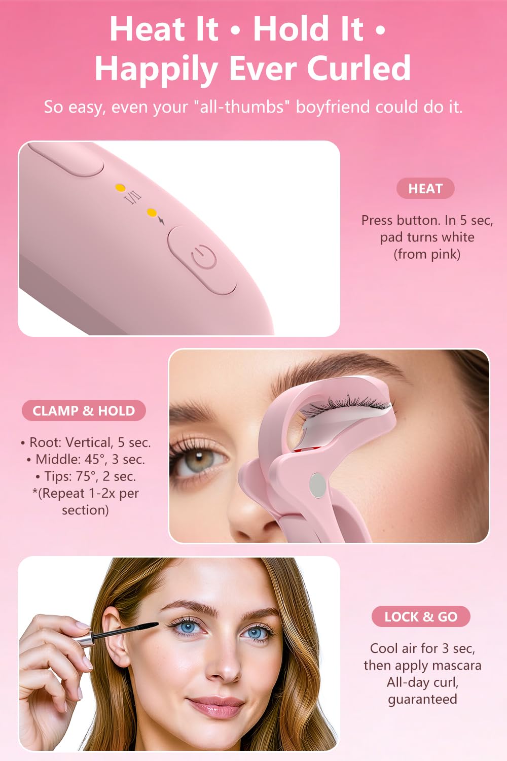 KOKABI curved design fits all eye shapes for even curling.