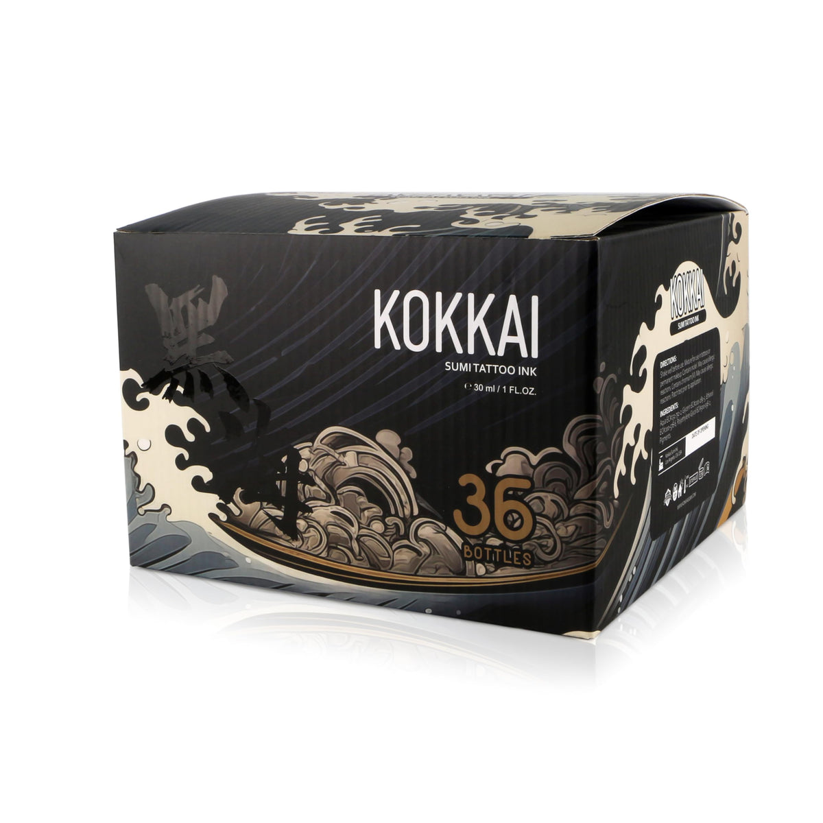 Kokkai Sumi tattoo ink 36-color pack front view for vibrant color options