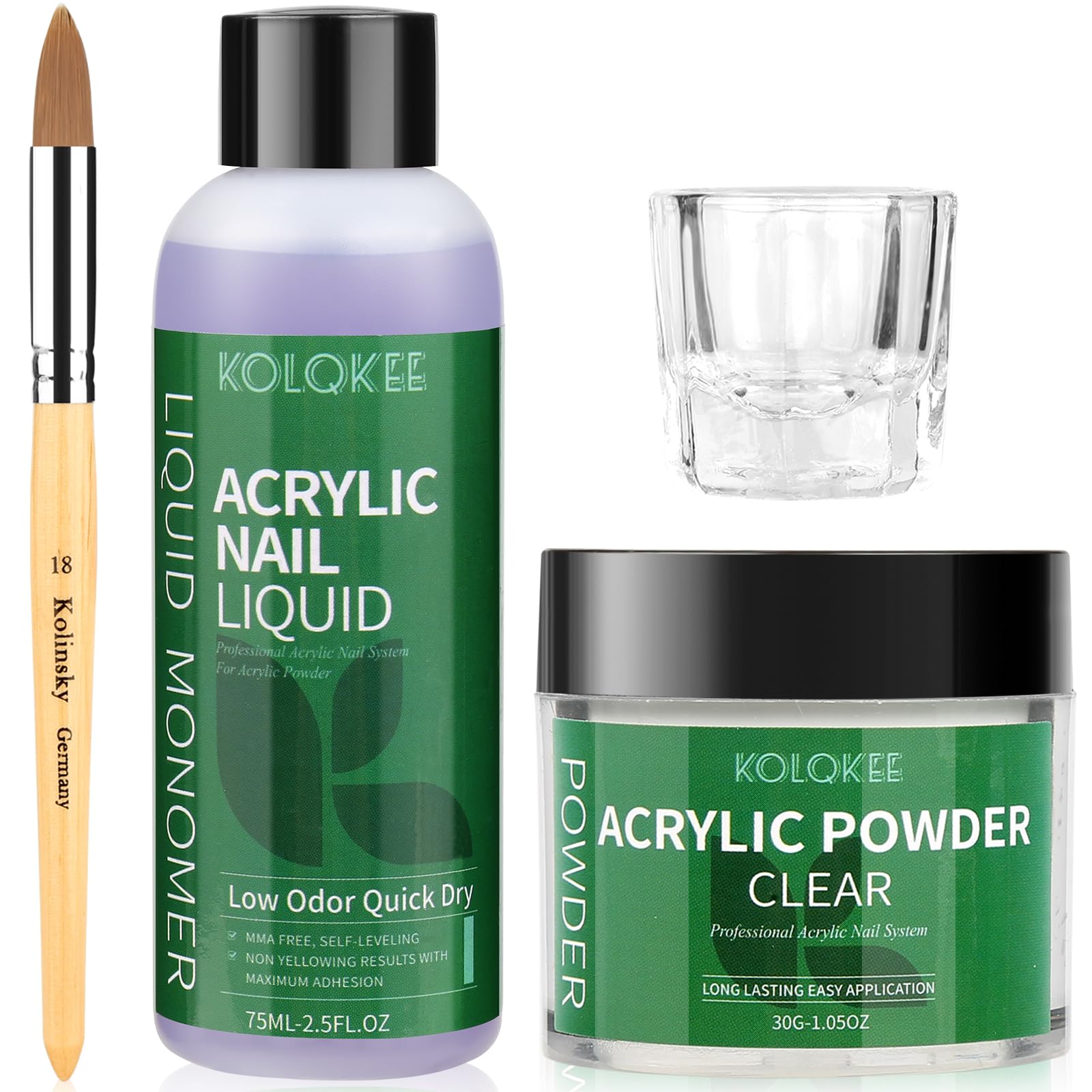 Kolqkee acrylic nail kit contents shown for at-home DIY nails and easy setup.