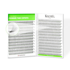 Kolybel 500 fans 14D lashes show precise D curl for dramatic, yet lightweight volume.