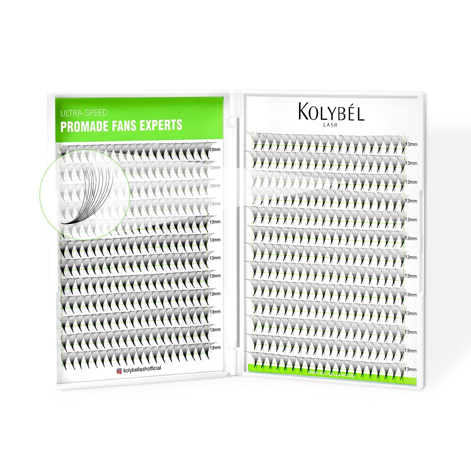 Kolybel Premade Fans 10D 12mm single length lashes for easy volume