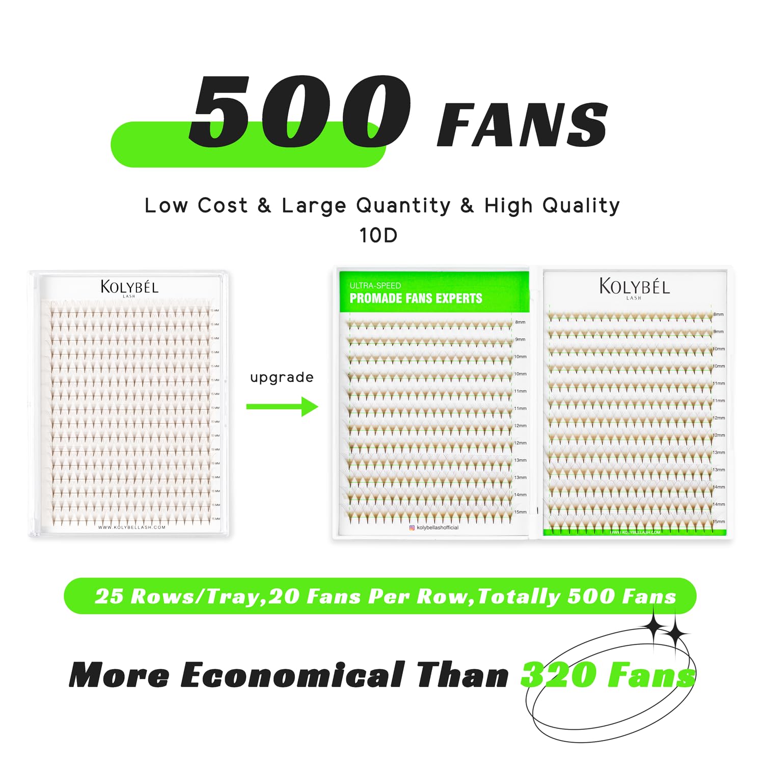 Kolybel Premade Fans 500-fan box, cost-effective for professionals