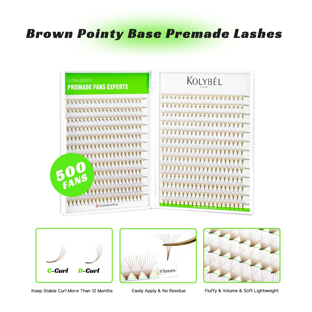 Kolybel Premade Fans D curl brown, helps lift lashes