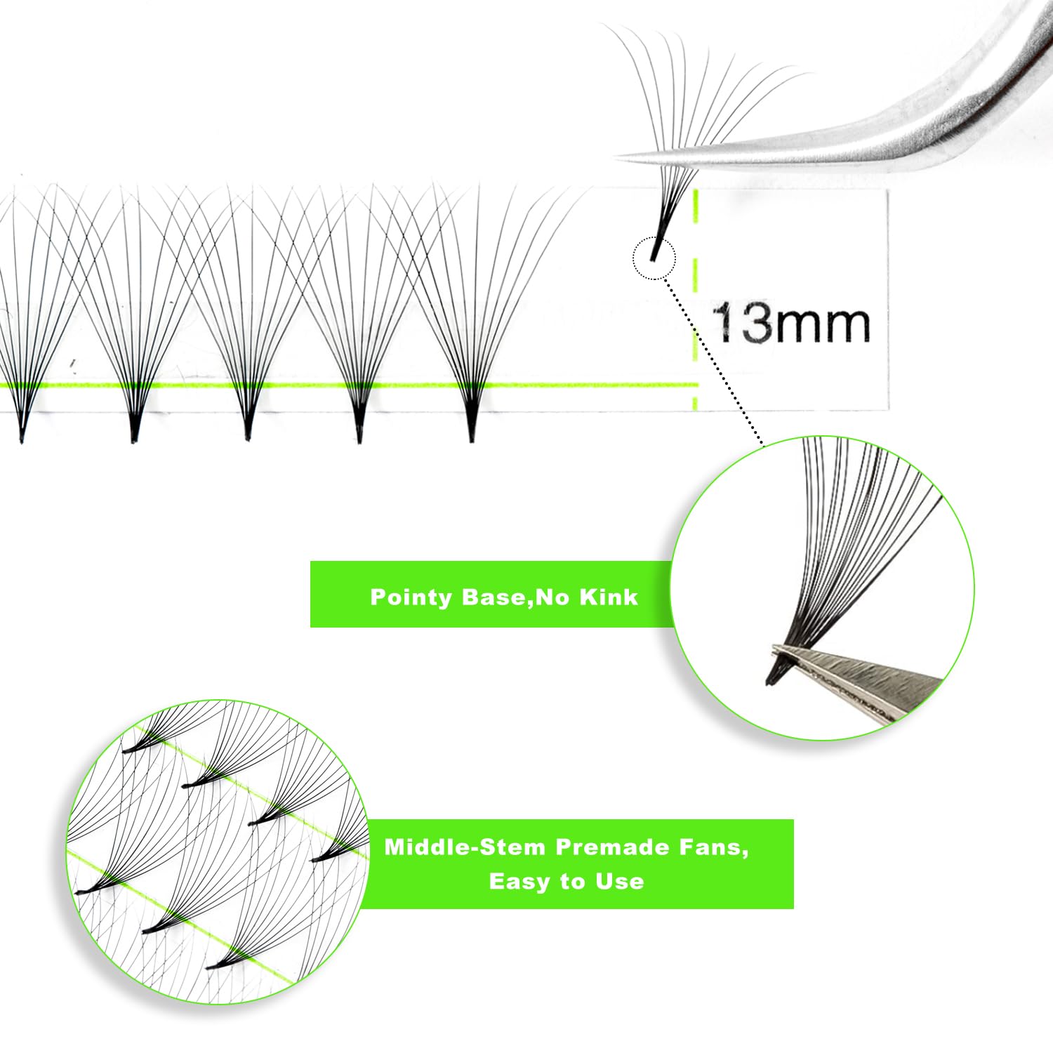 Kolybel premade fans long-lasting curl helps volume lashes hold.