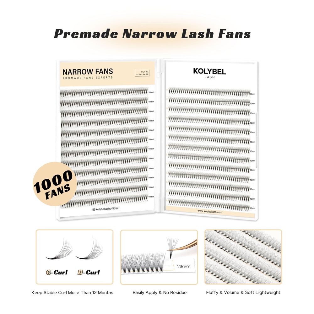Kolybel premade lash fans 0.05D curl black PBT material for durable soft lashes