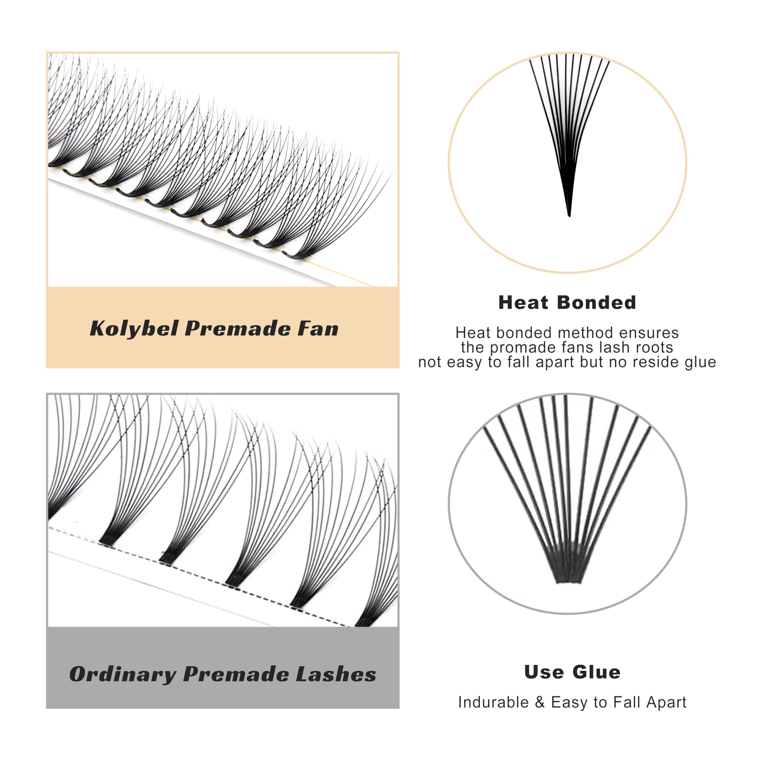 Kolybel premade lash fans handmade soft feel for comfortable wear
