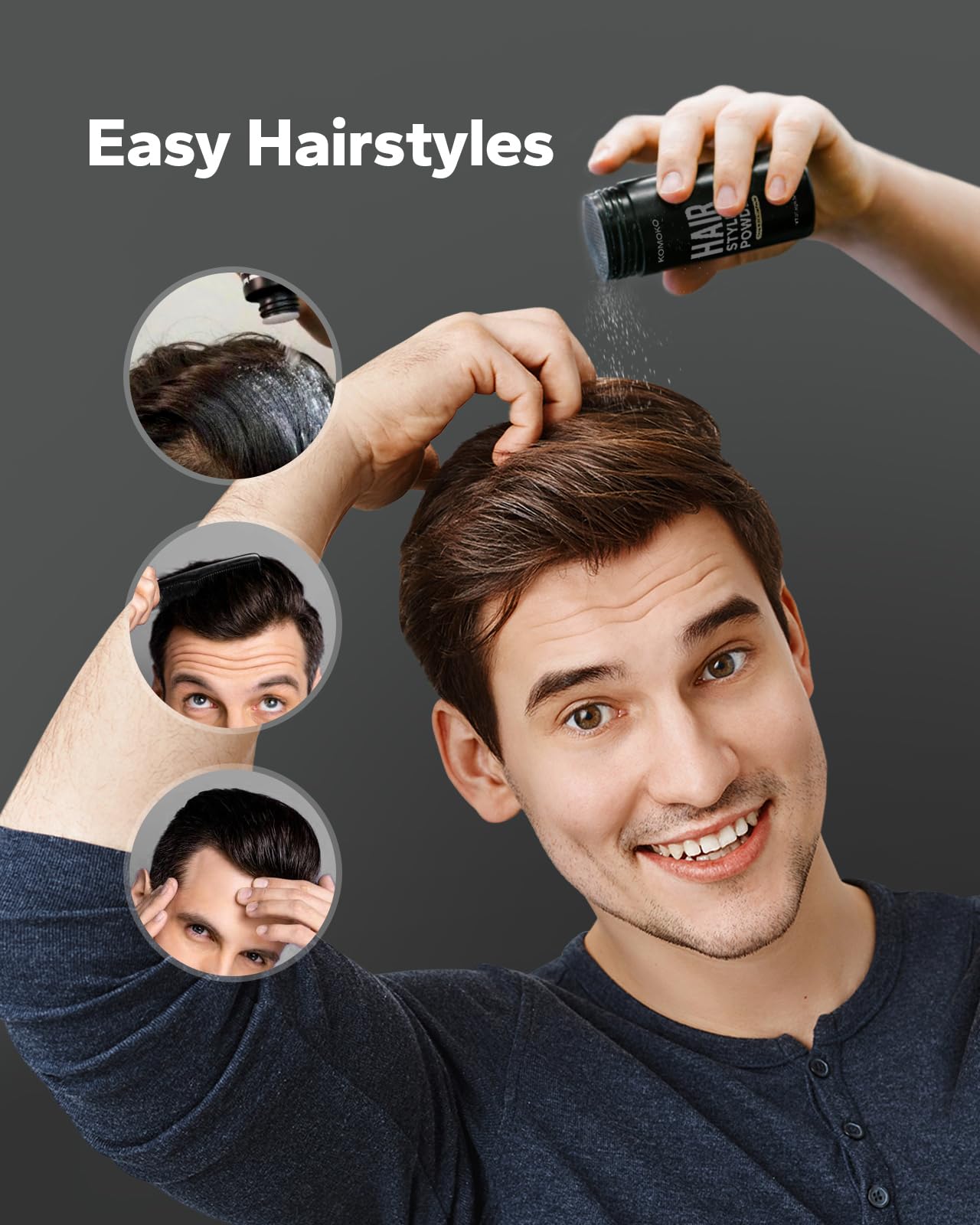 Komoko volumized hair with natural matte finish after application.
