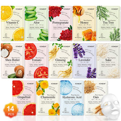 KONEUK 14-pack face masks gift set close-up with vibrant packaging for gifting