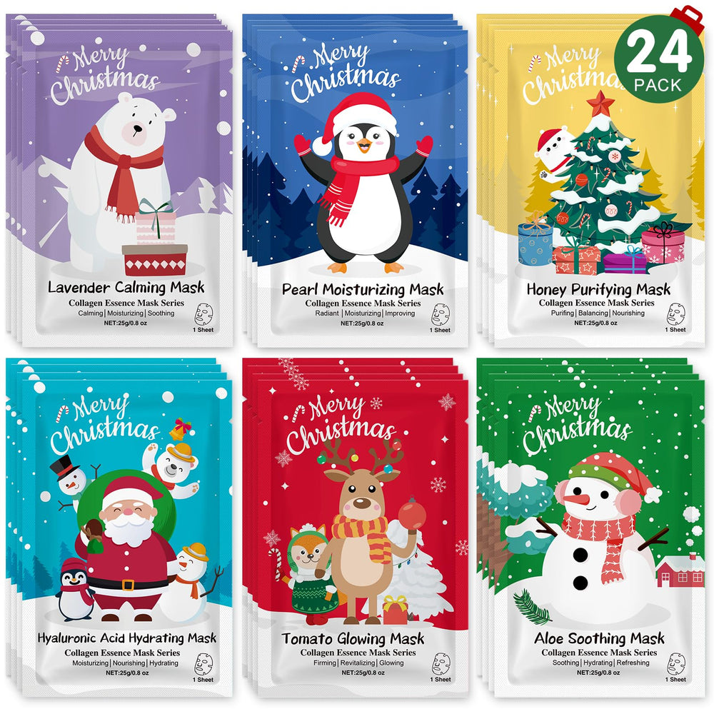 KONEUK 24-pack Christmas face masks bundle, festive packaging for gifting