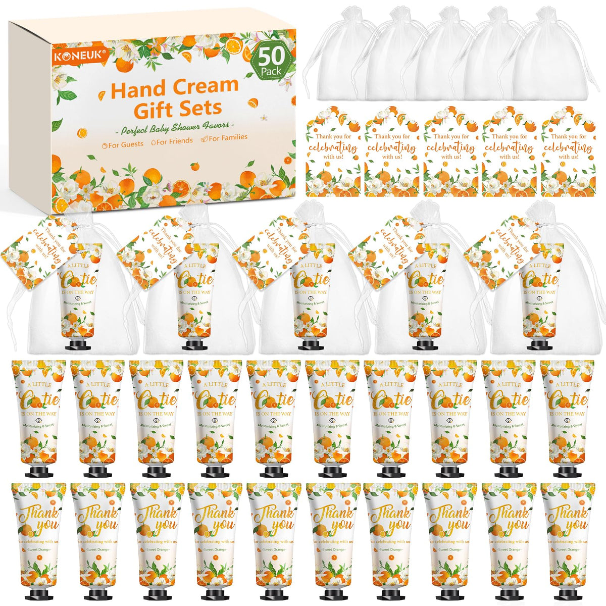 KONEUK 50-pack hand cream sets with orange scent for guest favors