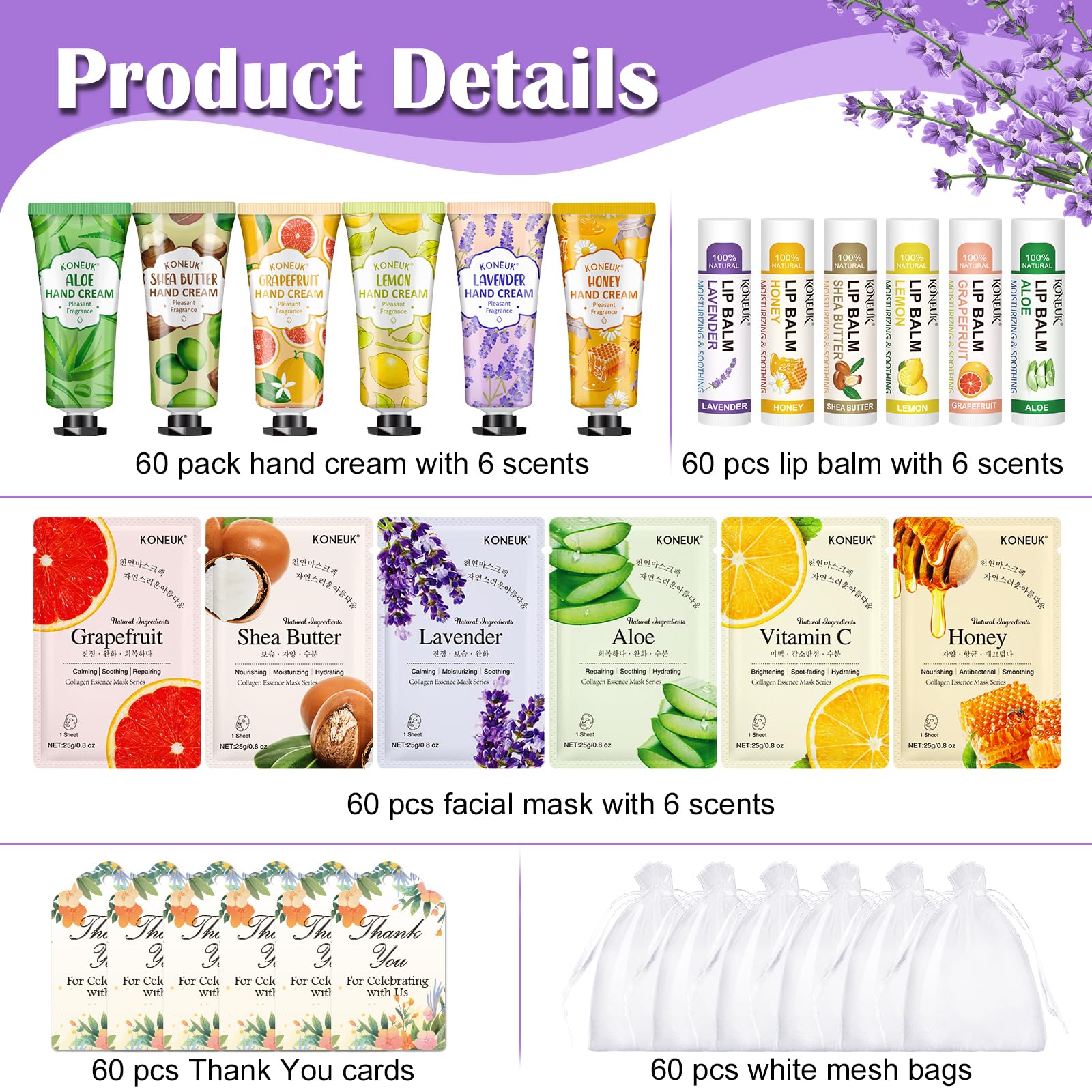 KONEUK bulk hand cream set shown with assorted tubes for on-the-go moisture.
