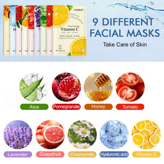 KONEUK 9 Pack collagen face mask grapefruit for revitalized radiance