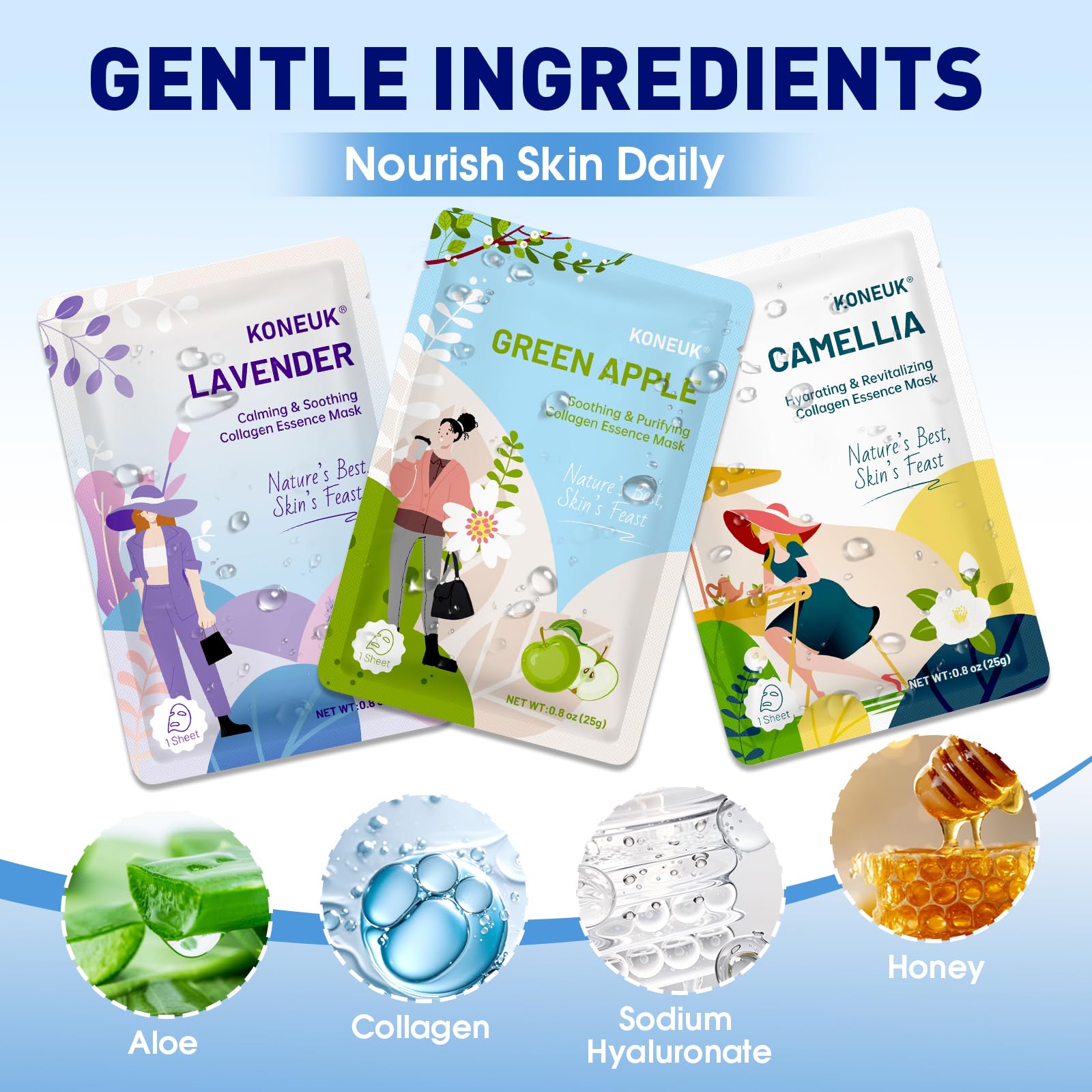 KONEUK 9-pack chamomile mask for soothing skin comfort