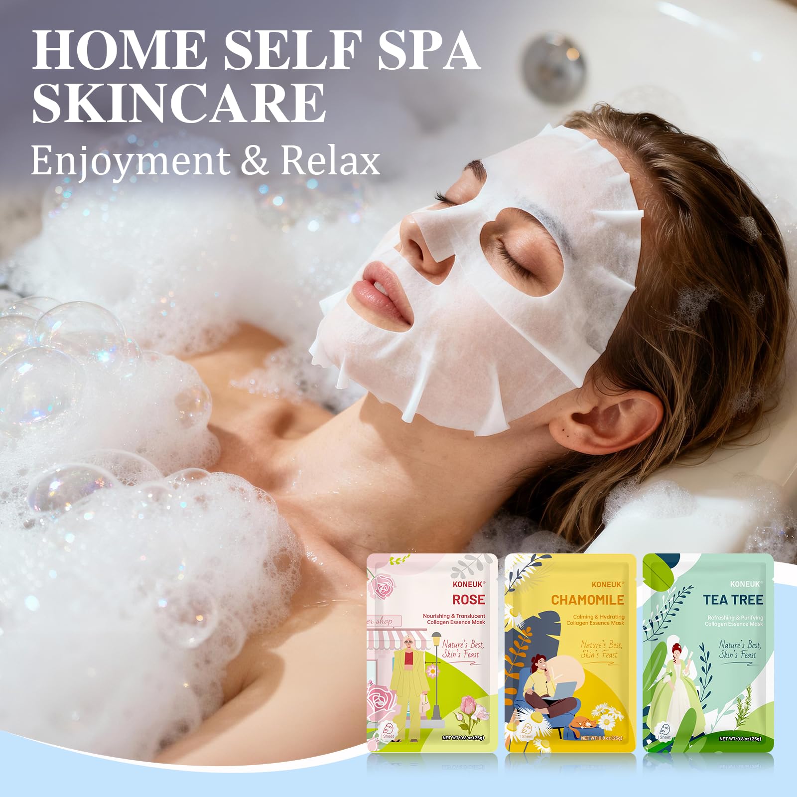 KONEUK 9-pack lavender mask for relaxation and skin hydration