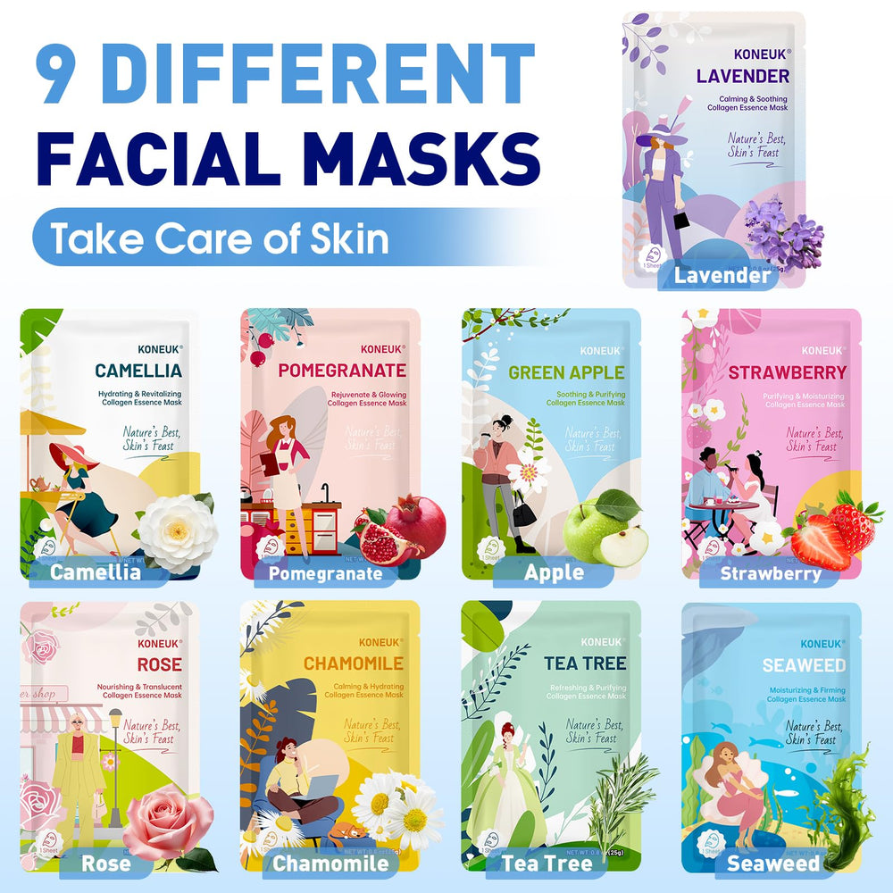 KONEUK 9-pack rose mask for calming moisture balance