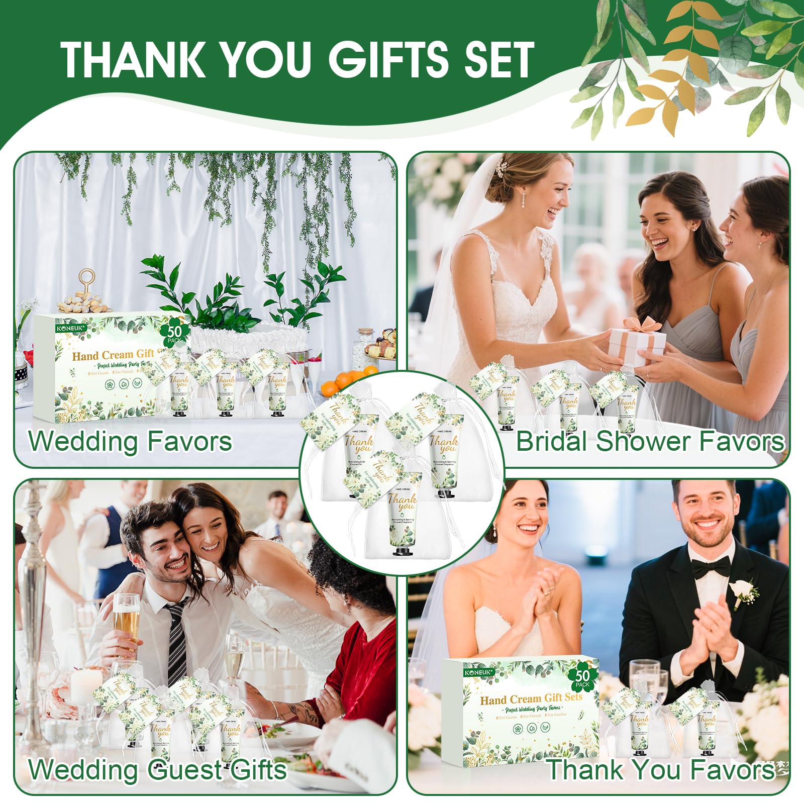 KONEUK thank you tags pair with bags for a complete guest gift.