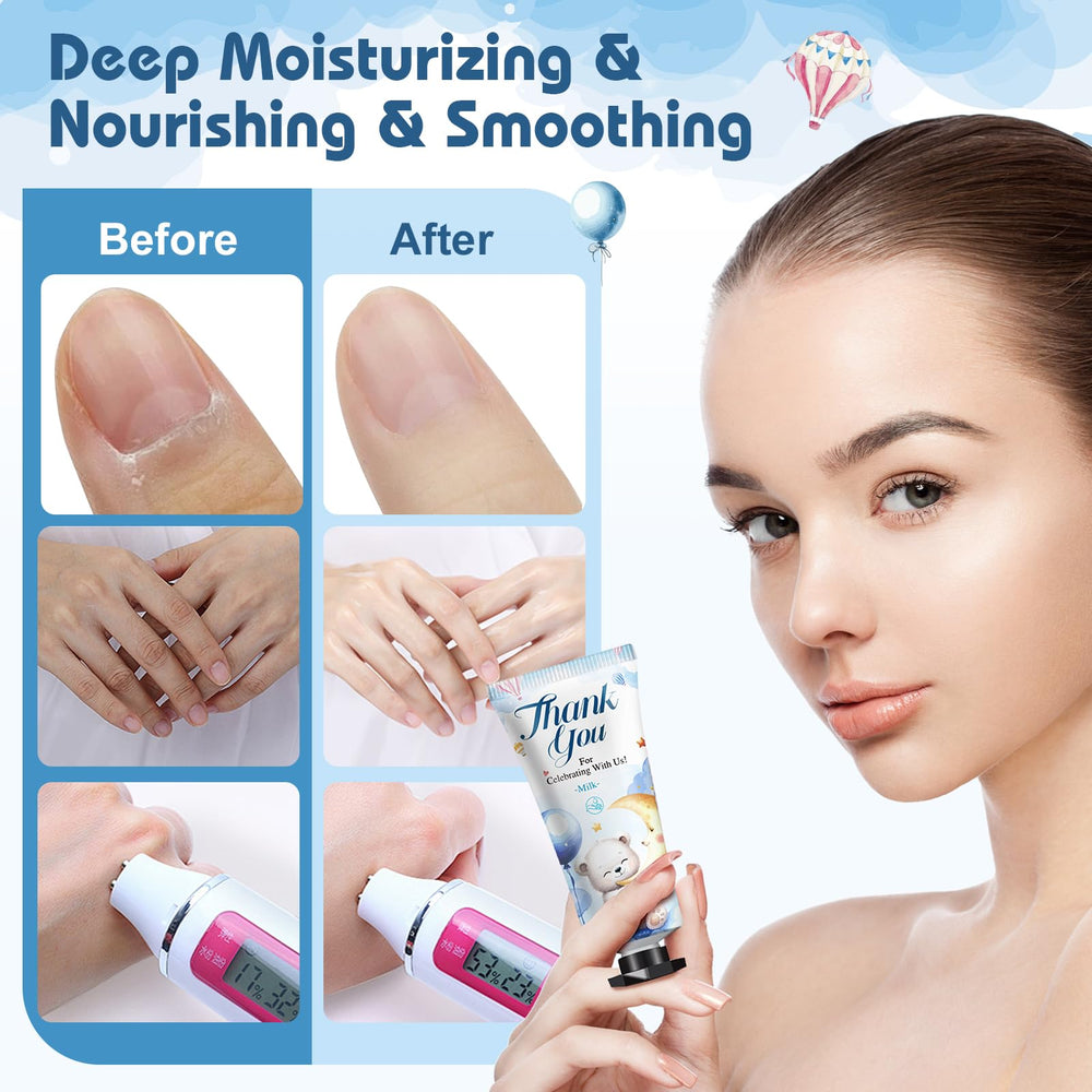 Moisturizing hand cream with coconut oil and shea butter for dry hands.