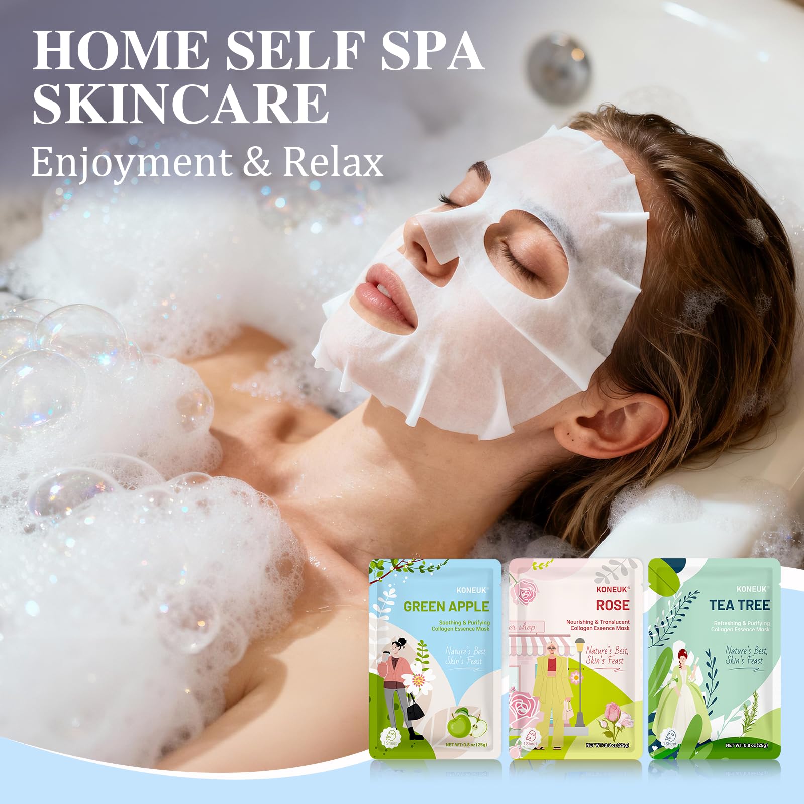 KONEUK seaweed face mask provides deep hydration and resilience.