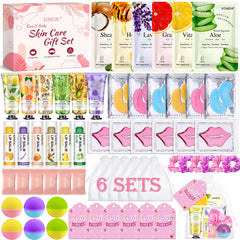KONEUK spa party packaging showing a coordinated sleepover setup