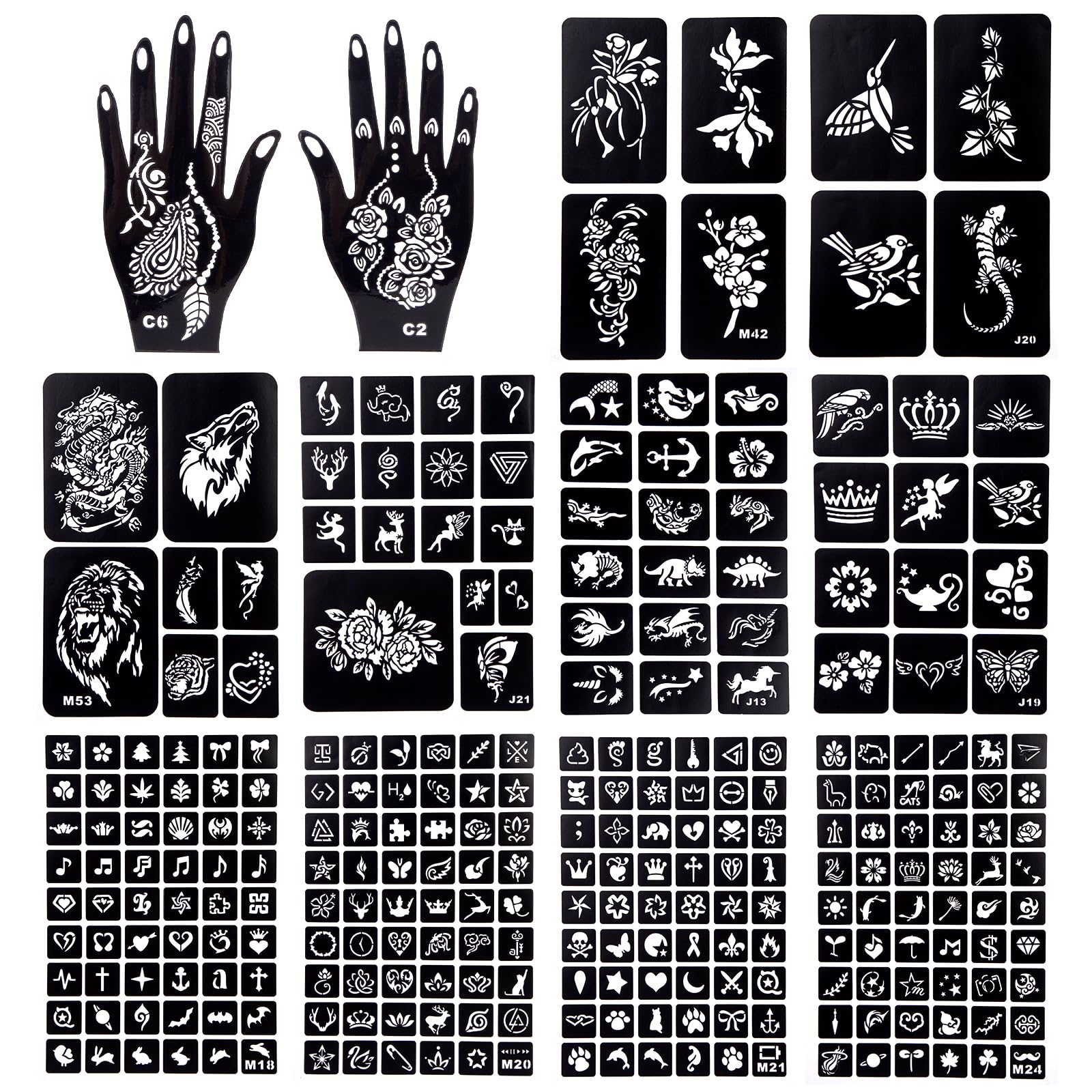 Koogel 281PCS tattoo stencils for face and body art, reusable and durable.