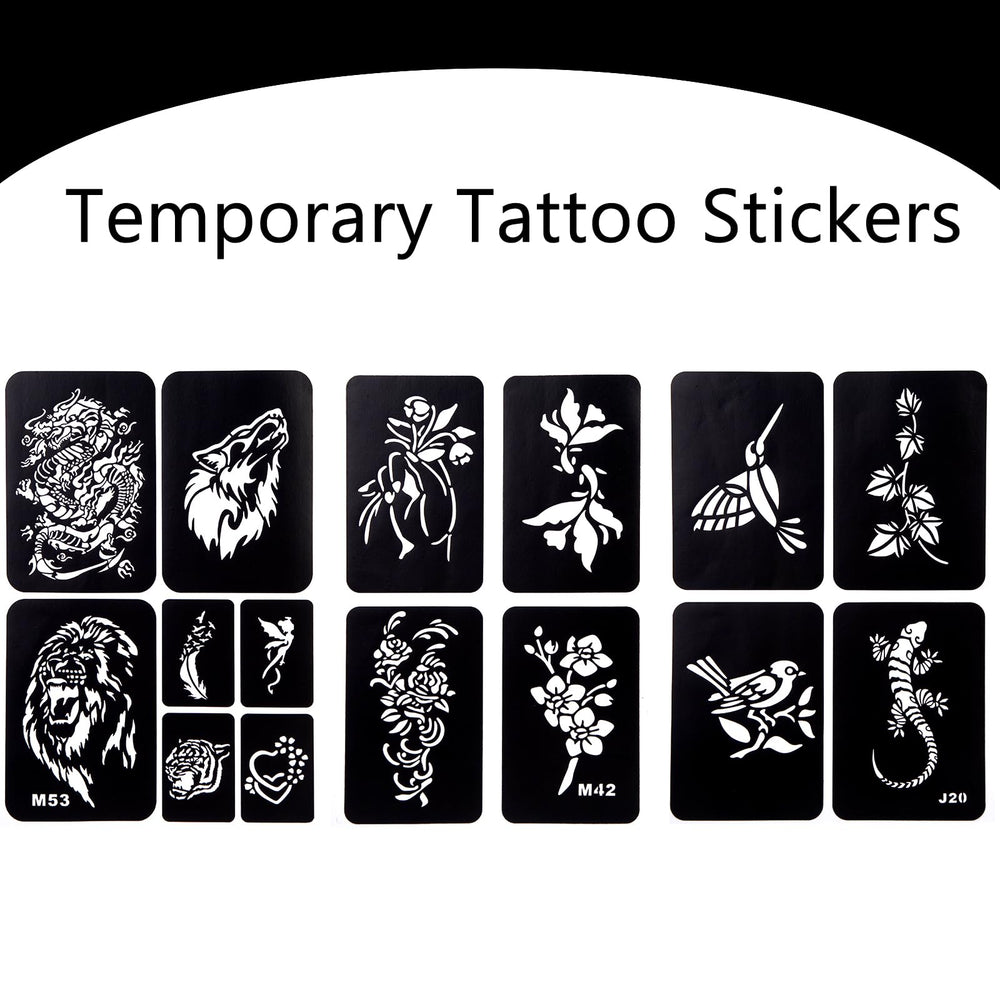 Koogel tattoo stencil pack simplifies DIY body art with easy pattern application.