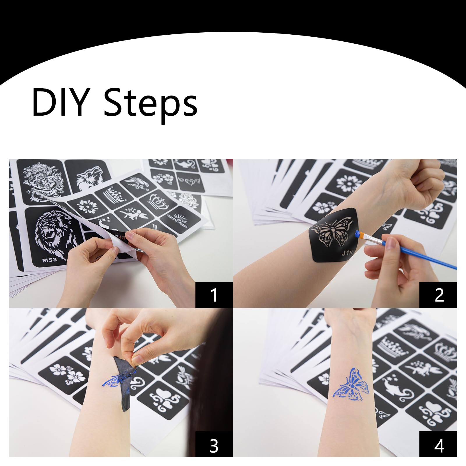 Koogel reusable PVC tattoo stencils ensure non-toxic, tear-resistant body art application.
