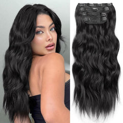 KooKaStyle clip-in extensions in long, wavy style for instant volume.