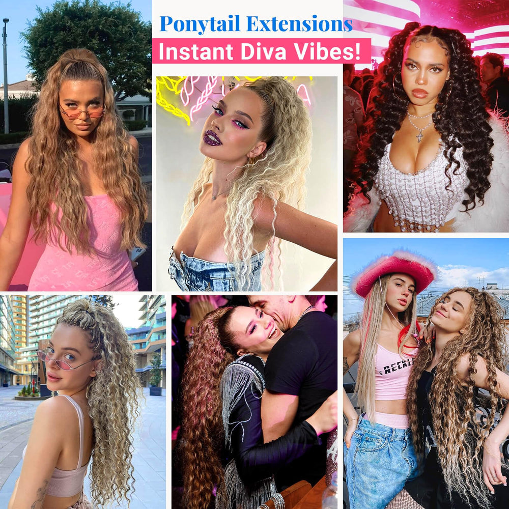 KooKaStyle long curly ponytail for effortless daily wear and versatile styling.