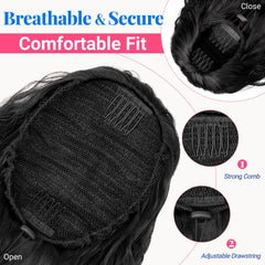 KooKaStyle ponytail features two combs and elastic drawstring to prevent slipping.