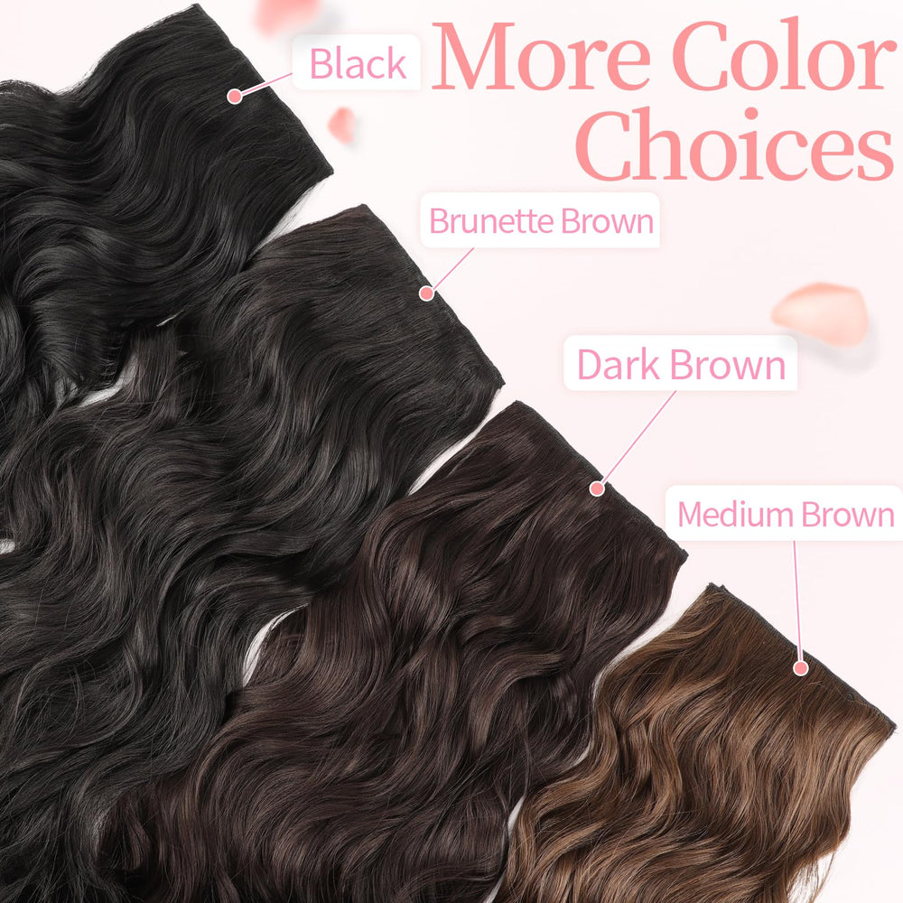 20-inch clip-in extension creates a dramatic, flowing look.