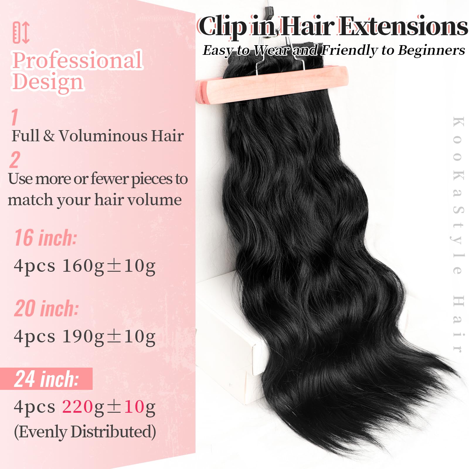 KooKaStyle extension close-up shows secure, non-slip clips.
