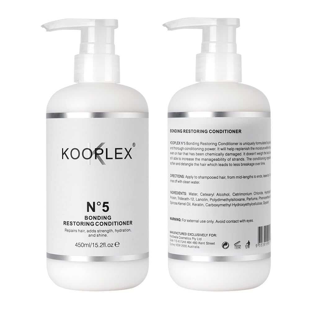 KOOPLEX No.5 bottle showcases argan oil for deep hydration and shine
