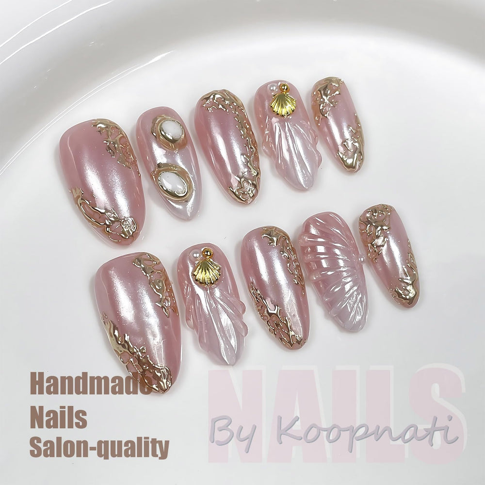 koopnati french-tip 3d-design nails add chic style at home.