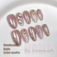 koopnati french-tip 3d-design nails add chic style at home.
