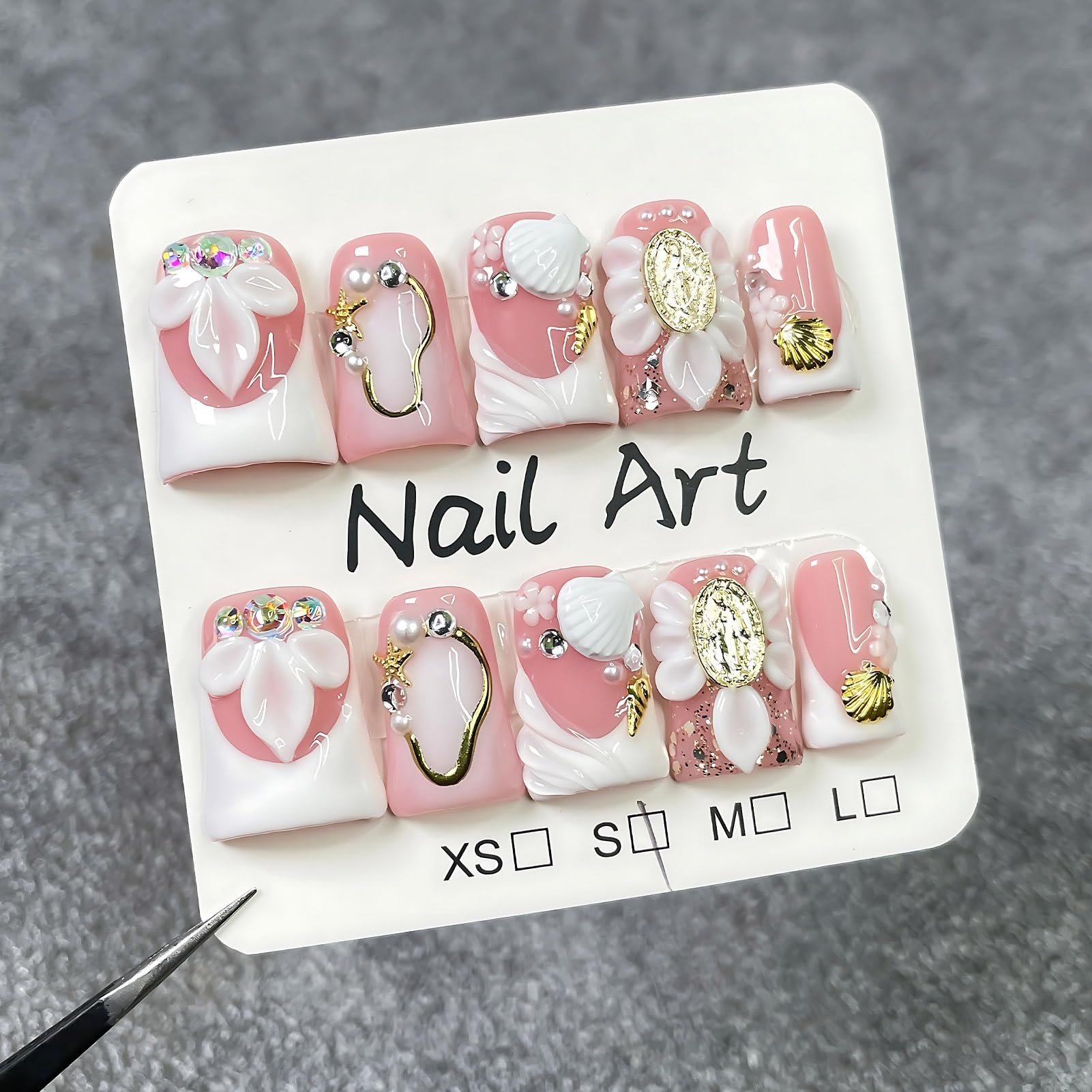 Koopnati duck pink French tip nails with 3D design for at-home elegance