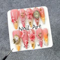 Koopnati handmade nails long almond set for at-home salon-quality manicures.