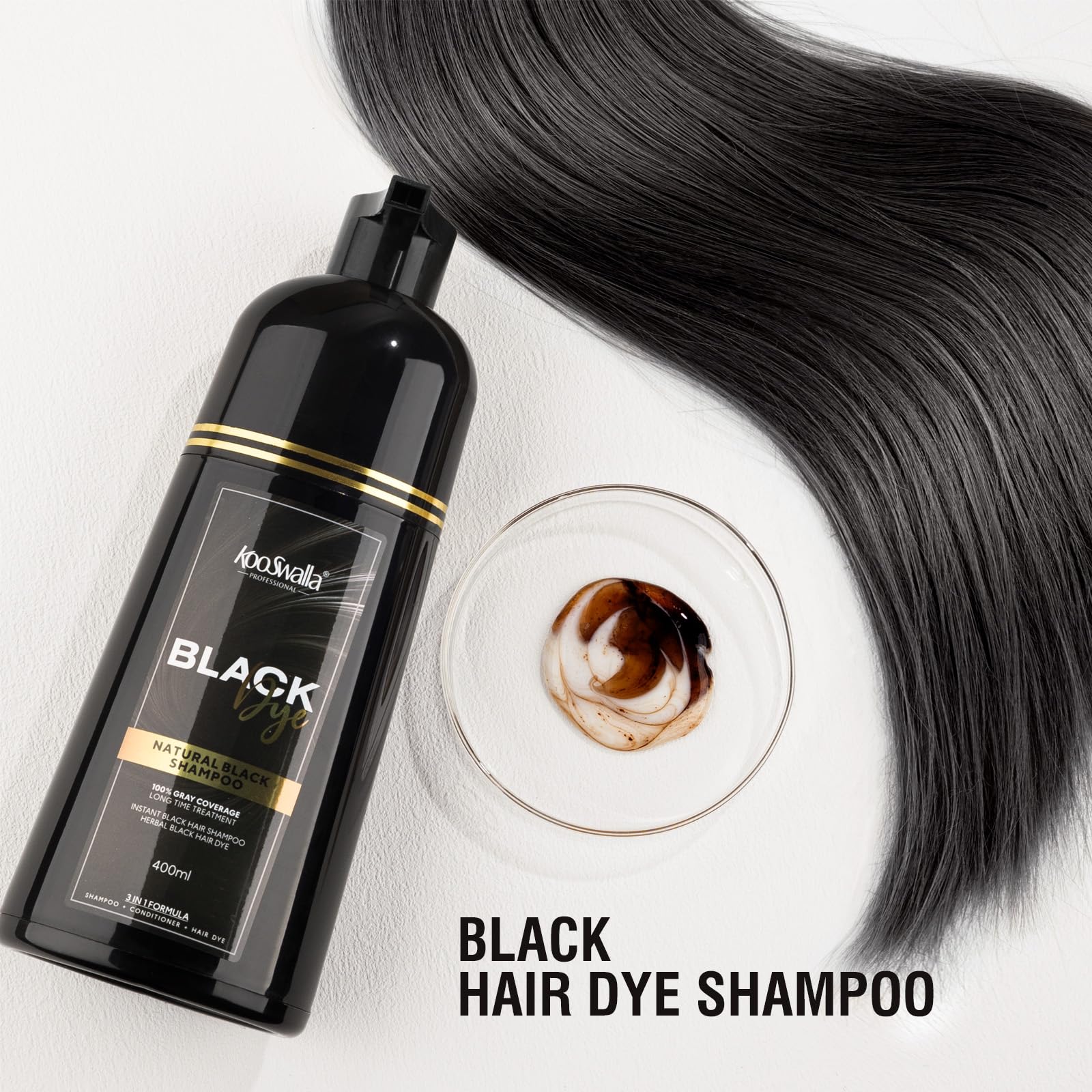KooSwalla before-after comparison reveals gray hair coverage and smooth finish.