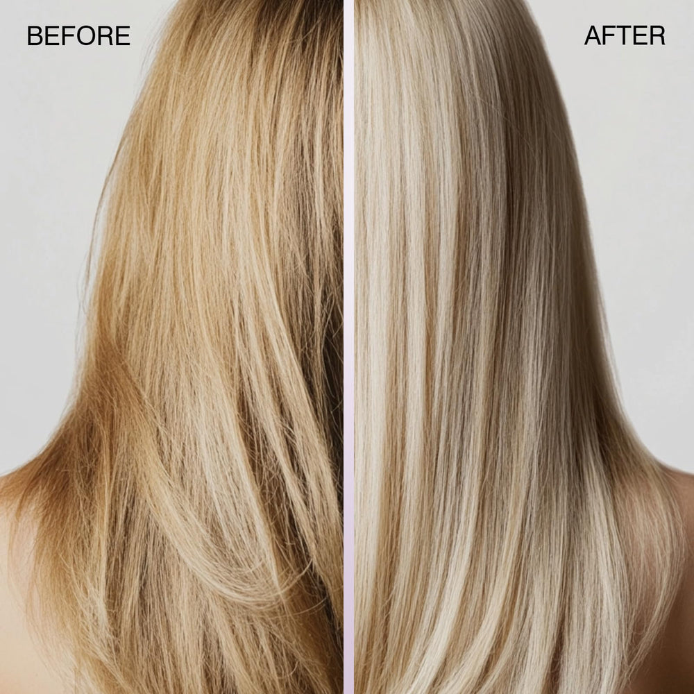 Color-safe conditioning for salon-between visits reinforces vibrant blonde and silver tones.