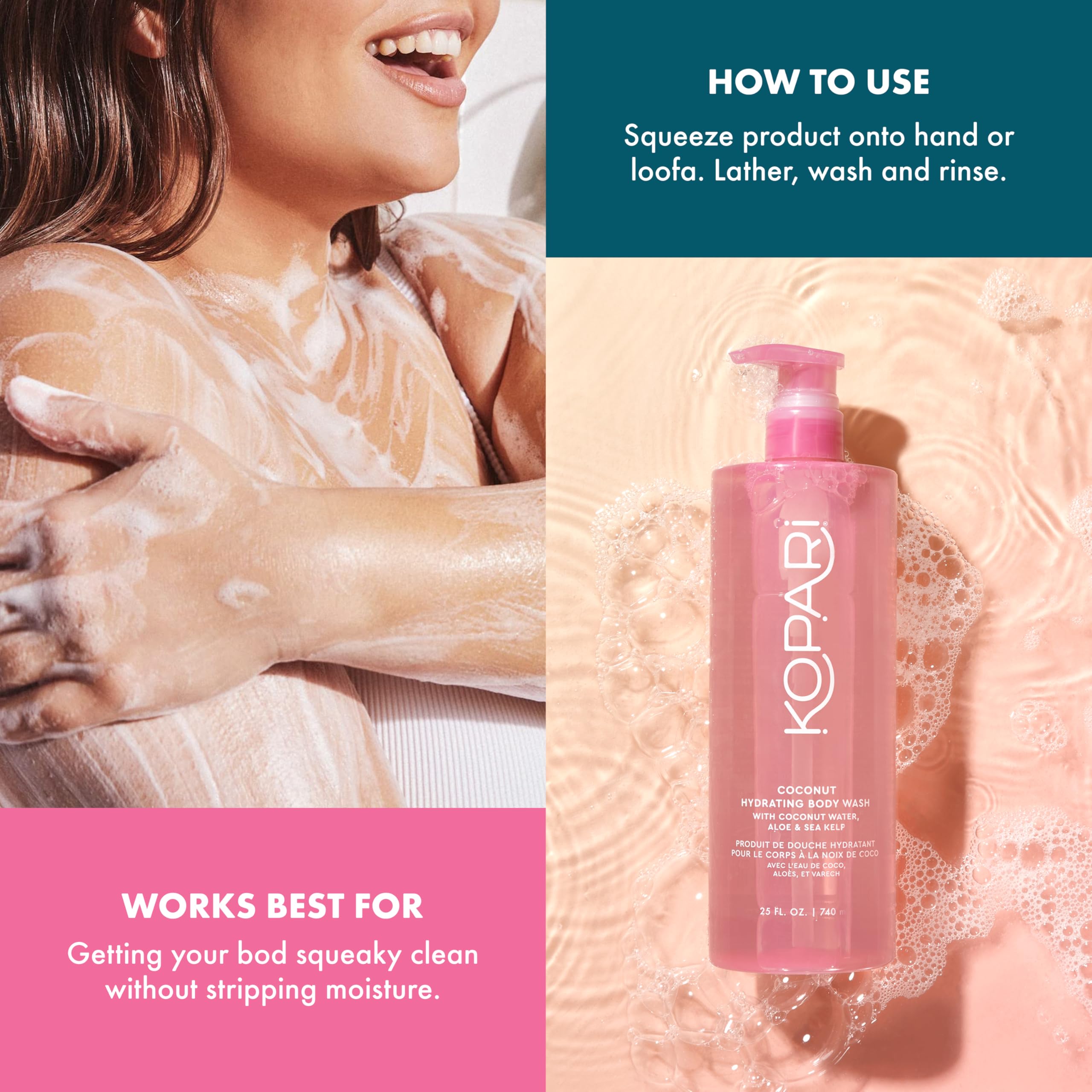Kopari 25-ounce giant size communicates value and long-lasting moisture