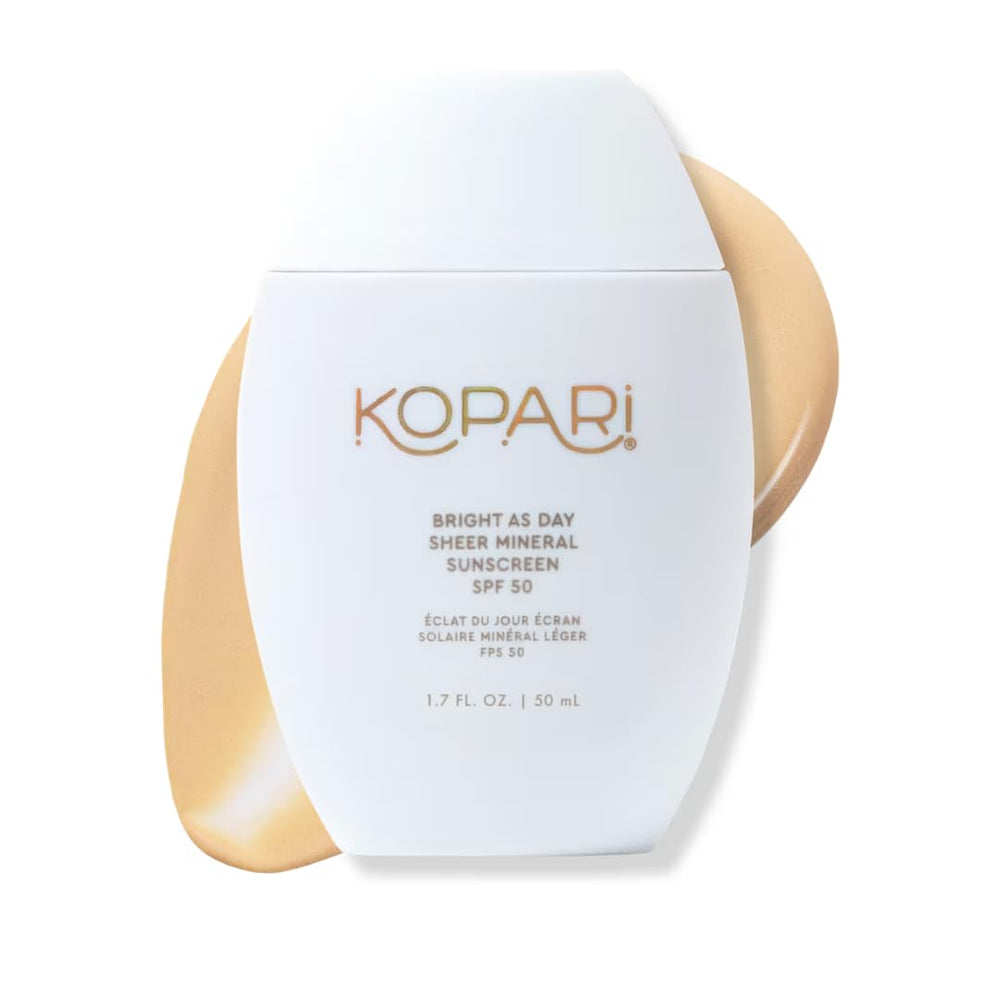 Kopari Bright as Day sunscreen bottle with mineral SPF 50 for daily protection