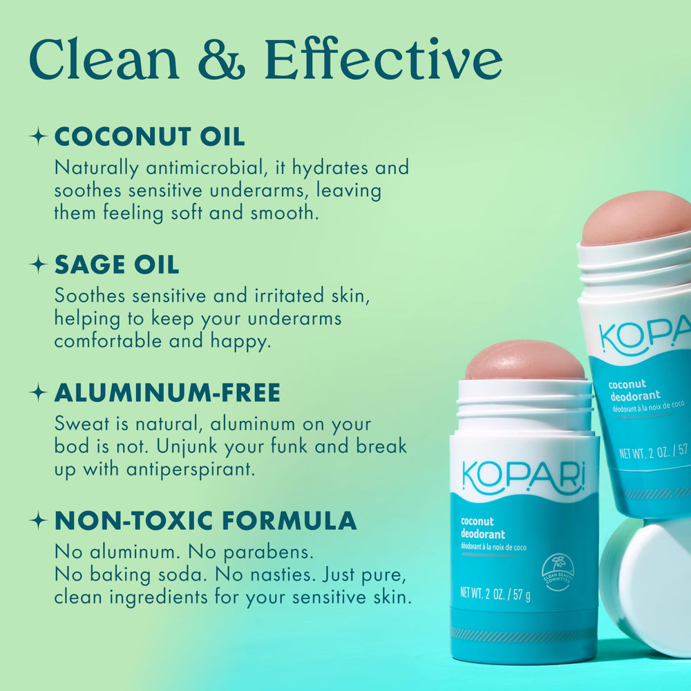 Kopari deodorant clear formula swatch showing quick glide without residue.